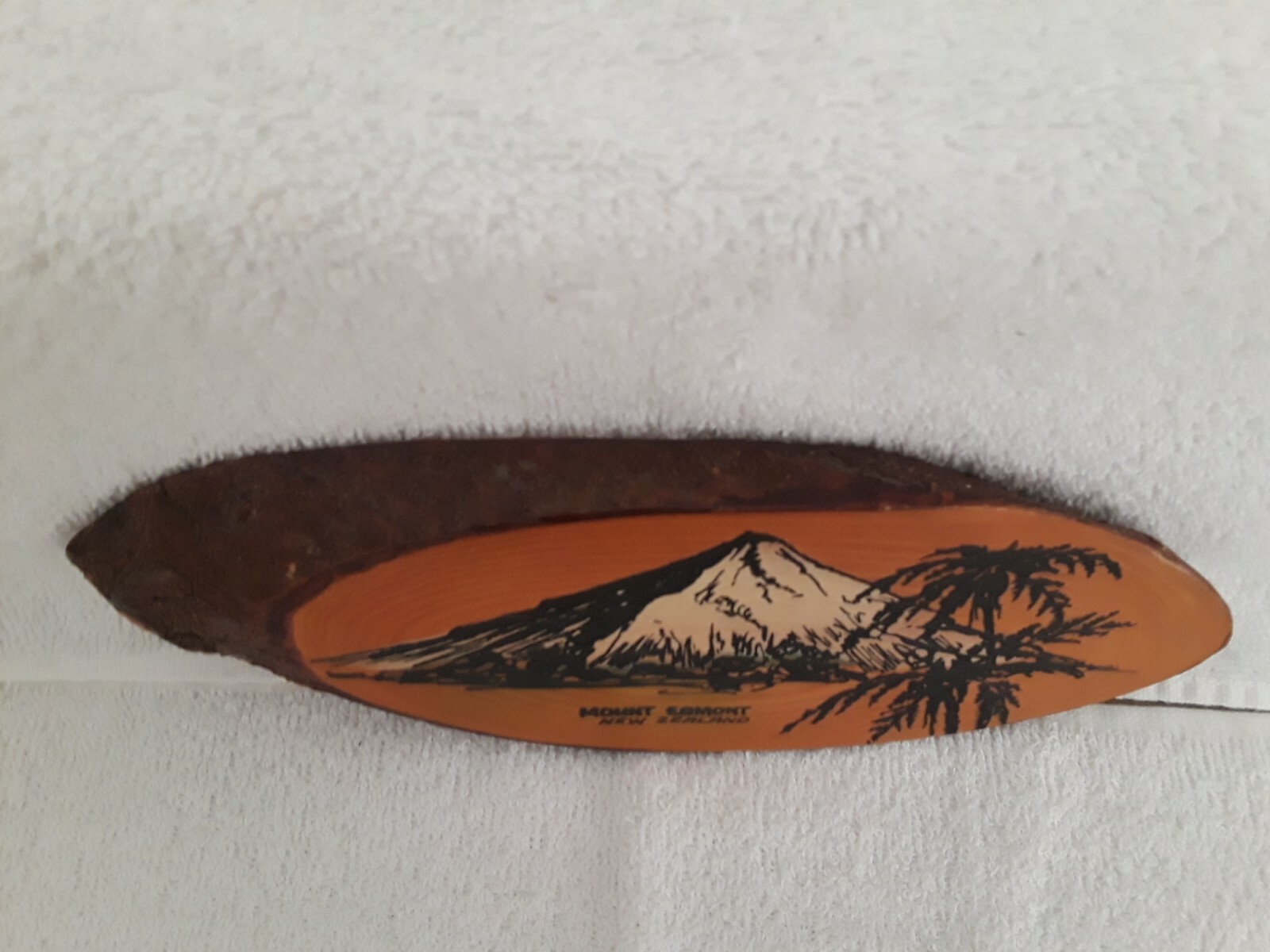Vtg “MOUNT EGMONT” NEW ZEALAND Pine Wood Slice Wall Plaque Collectable Souvenir