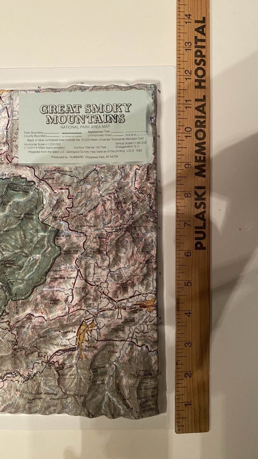 3D Plastic Topographical Relief Map Great Smoky Mountains Produced By Hubbard