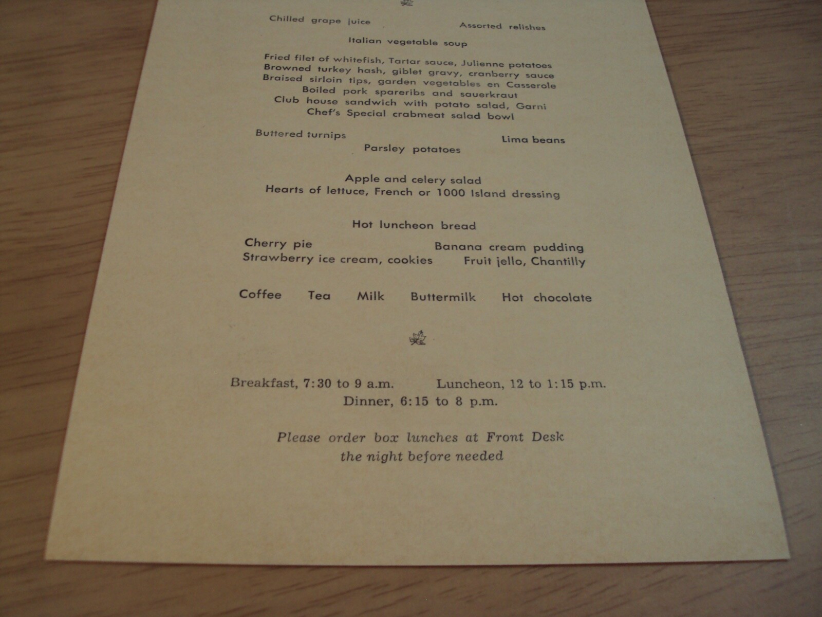 1961 AHWAHNEE Hotel Menu~”TREES of YOSEMITE”~Sierra Juniper WOODCUT~Della Hoss~