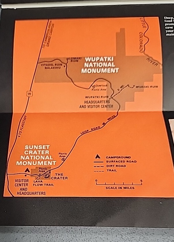 1974 Arizona AZ Sunset Crater Wupatki National Park Service Vintage Brochure
