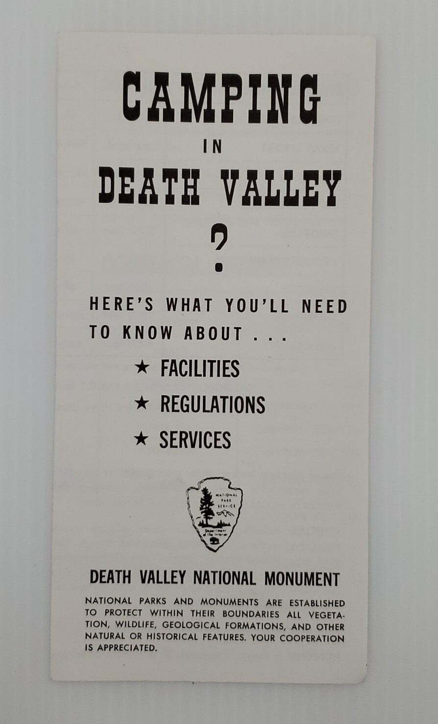 Vintage 1978 Camping in Death Valley National Monument – Travel Brochure!