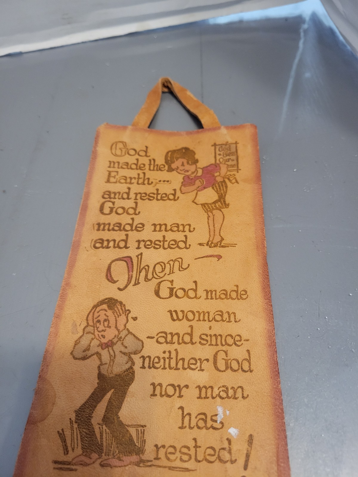 Vintage Yellowstone Park Leather Souvenir Door Hanging God Made The Earth…