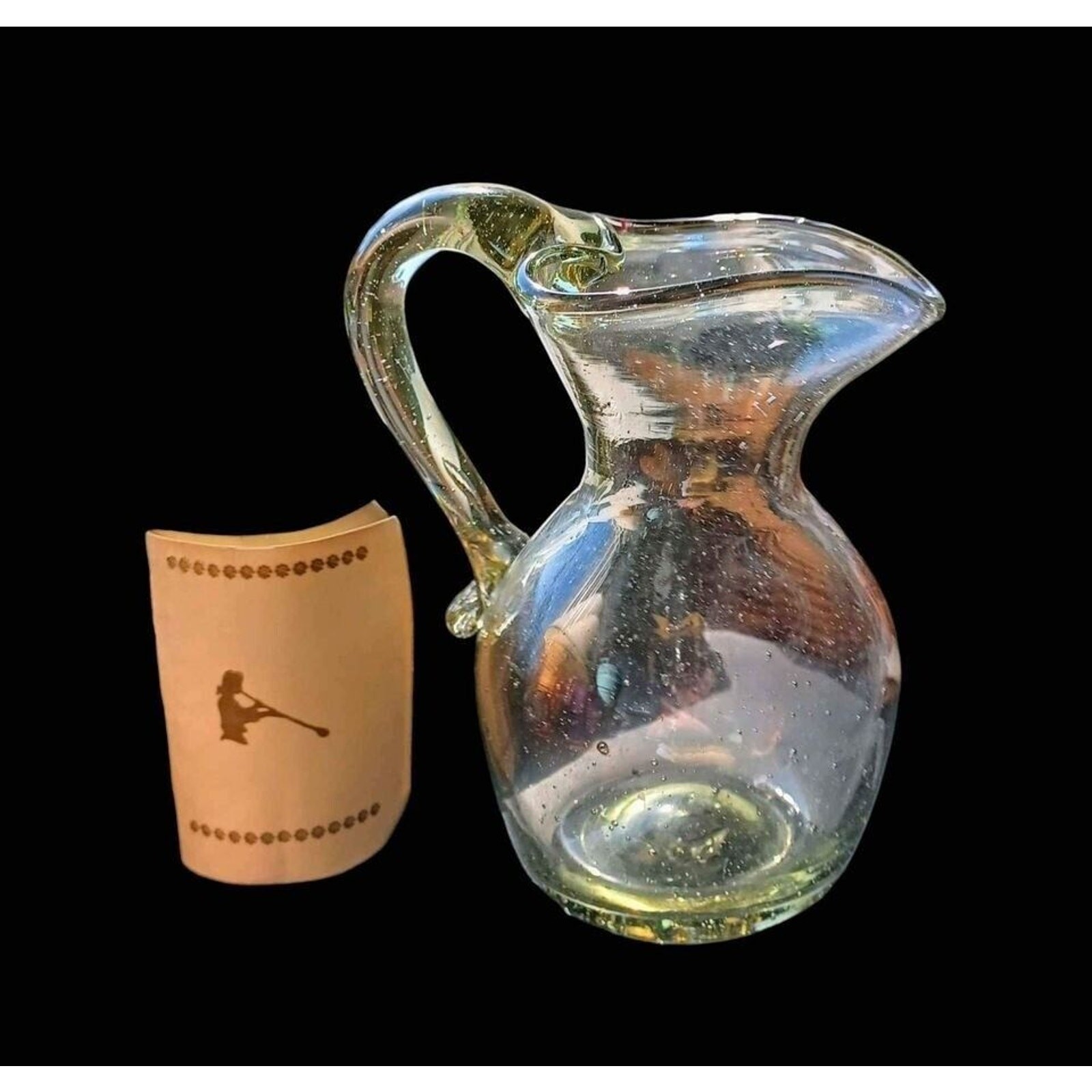 Vintage Handmade Glass Pitcher by Colonial National Historical Park Jamestown