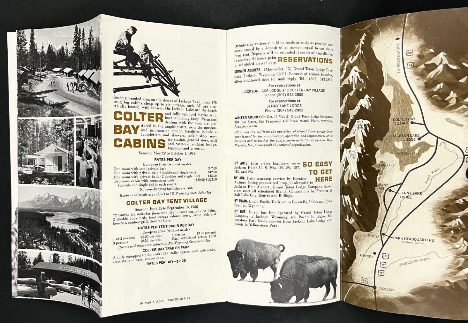 1968 Grand Teton National Park Wyoming Rates Information Vintage Travel Brochure