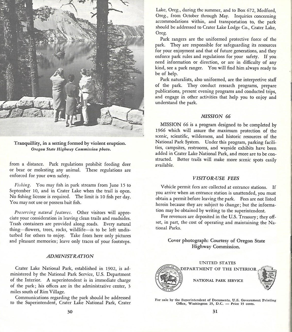 Official 1962 Map Booklet CRATER LAKE NATIONAL PARK Oregon Wizard Island Trails