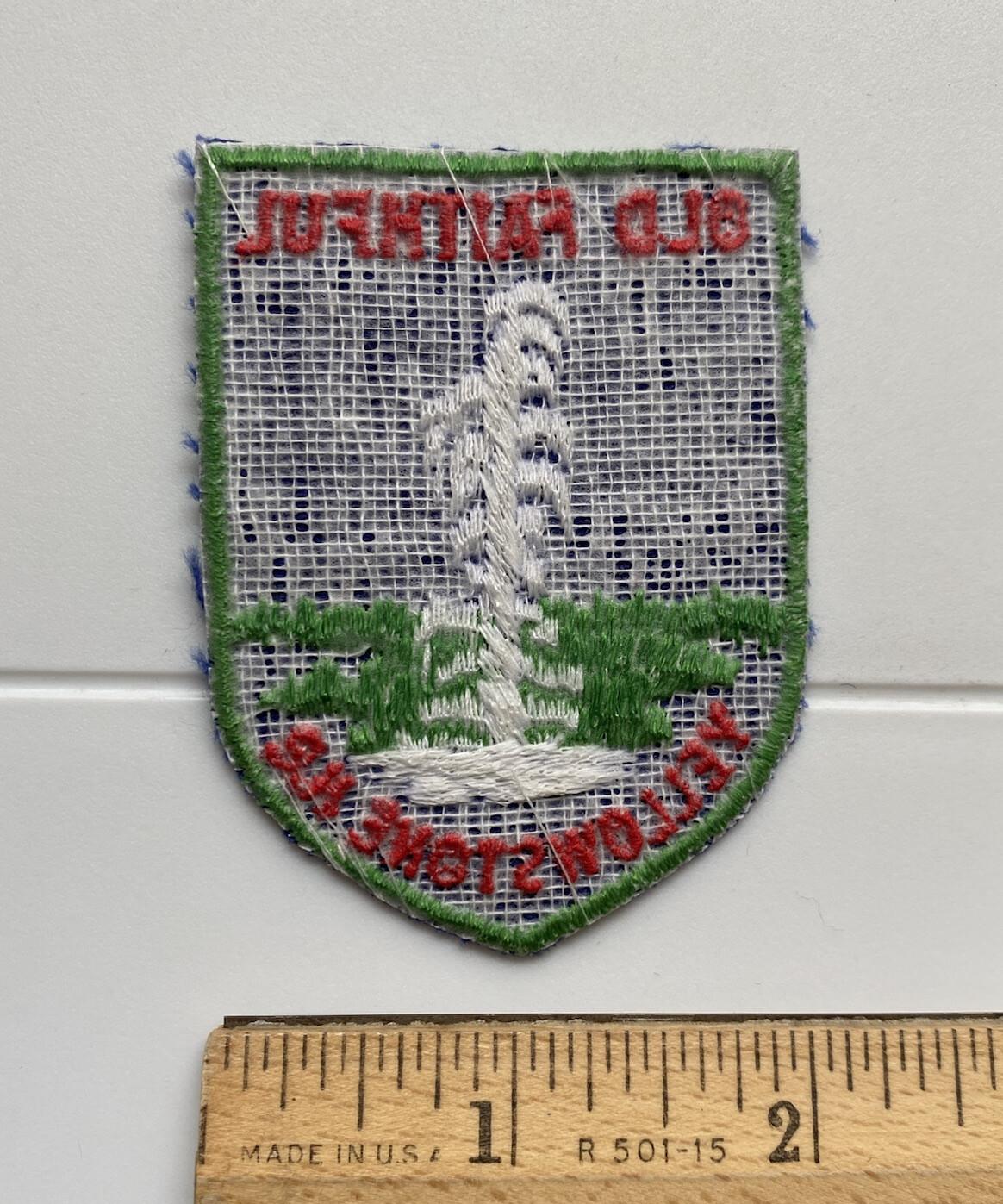 Old Faithful Geyser Yellowstone National Park Souvenir Embroidered Patch Badge