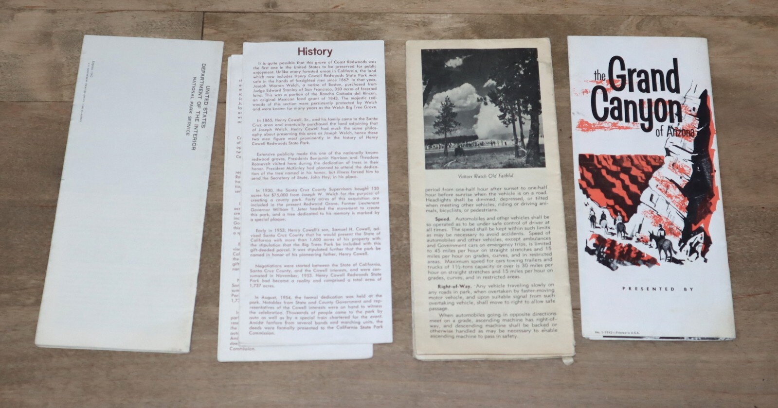 National Park Brochures | *Vintage* Grand Canyon Redwoods Zion Yellowstone Glen