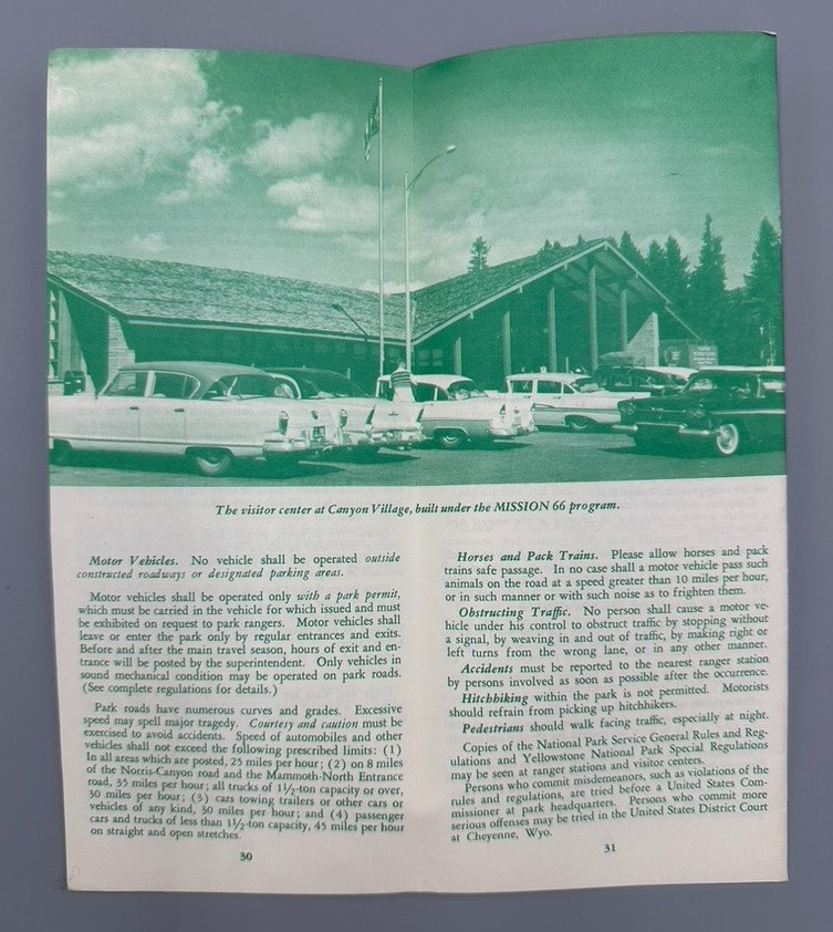 1961 YELLOWSTONE National Park Service Travel BROCHURE Wyoming Montana Idaho
