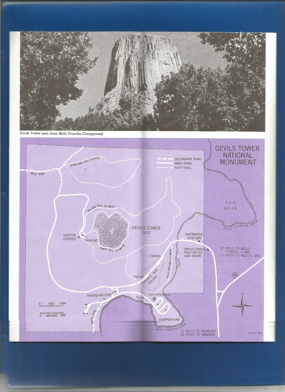 NATIONAL PARK SERVICE DEVILS TOWER WY BROCHURE/FLYER WITH PRAIRIE DOG 1975