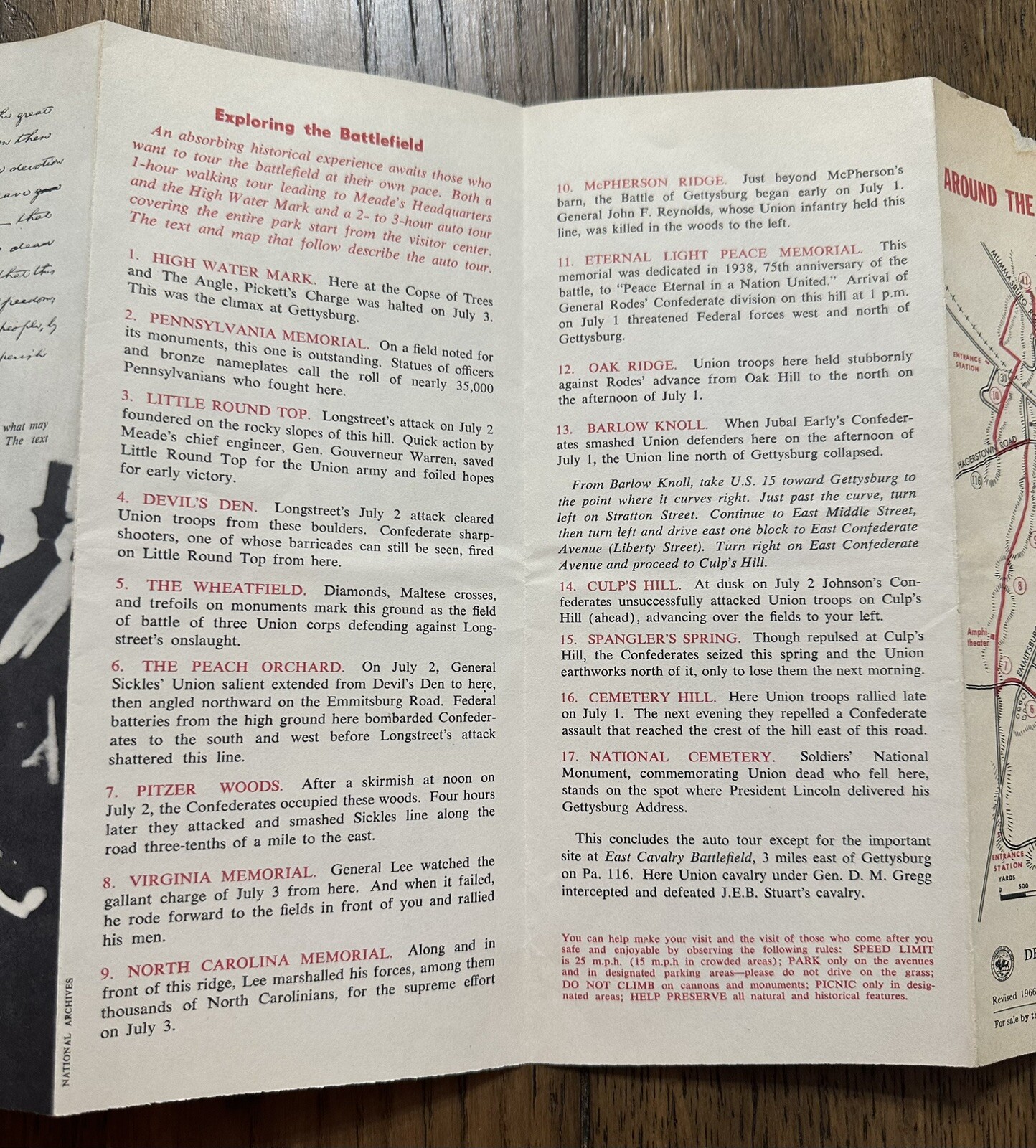 Vintage 1966 Gettysburg National Military Park Brochure Civil War
