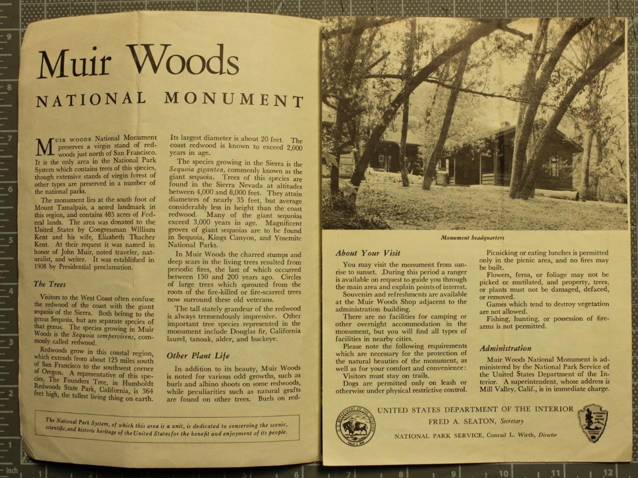 Muir Woods California 1955 3 Fold with Maps & National Monument Information C347