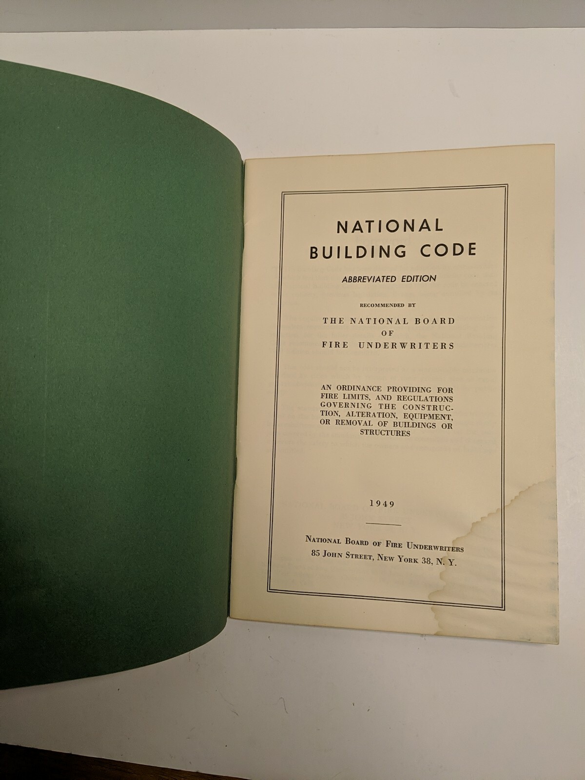 National Building Code 1949 booklet National Board of Fire Underwriters New York