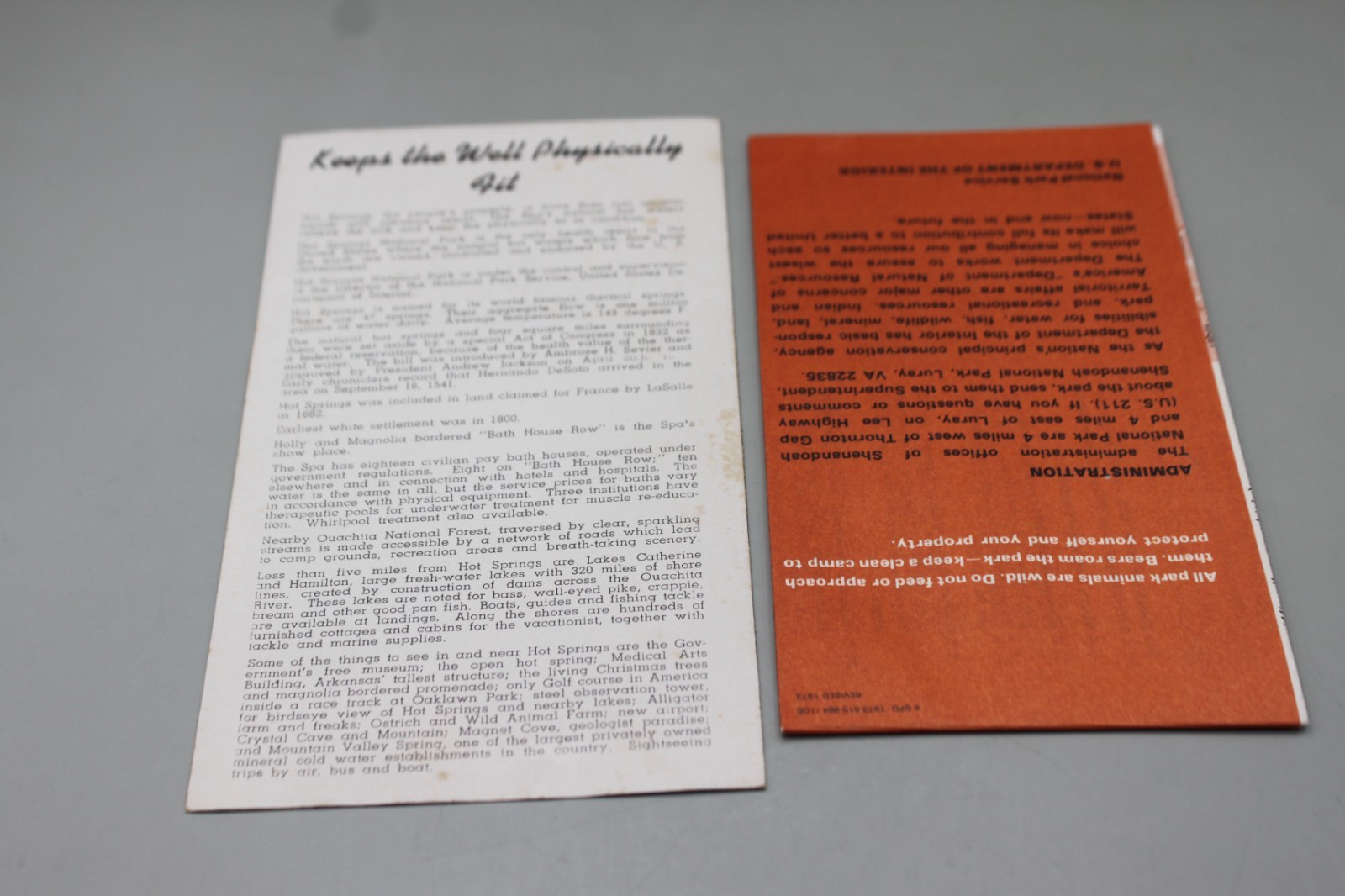 Hot Springs Arkansas National Park Travel brochures Shenandoah VA Vintage