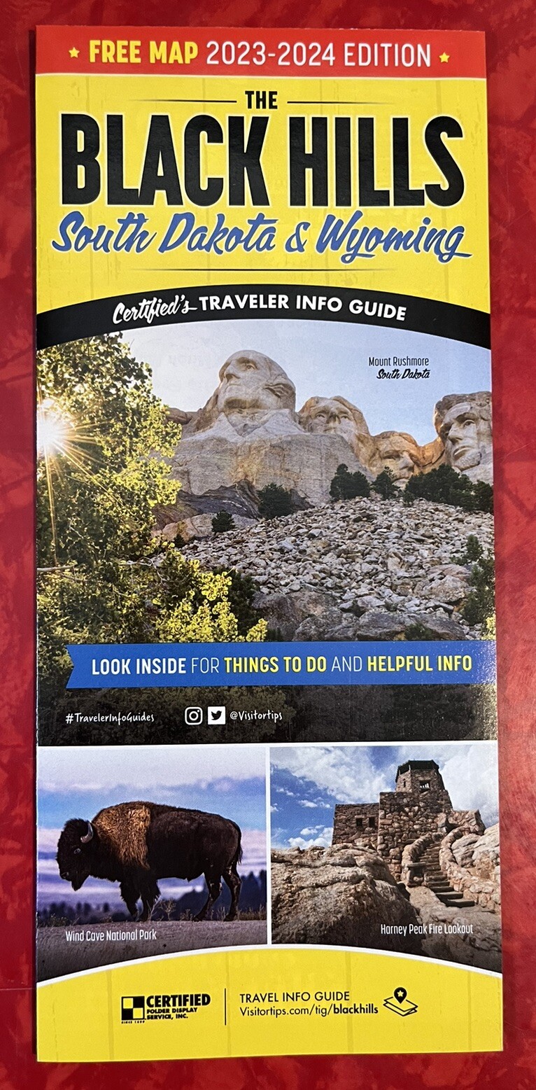 THE BLACK HILLS SOUTH DAKOTA & WYOMING BROCHURE & MAP 2023-2024
