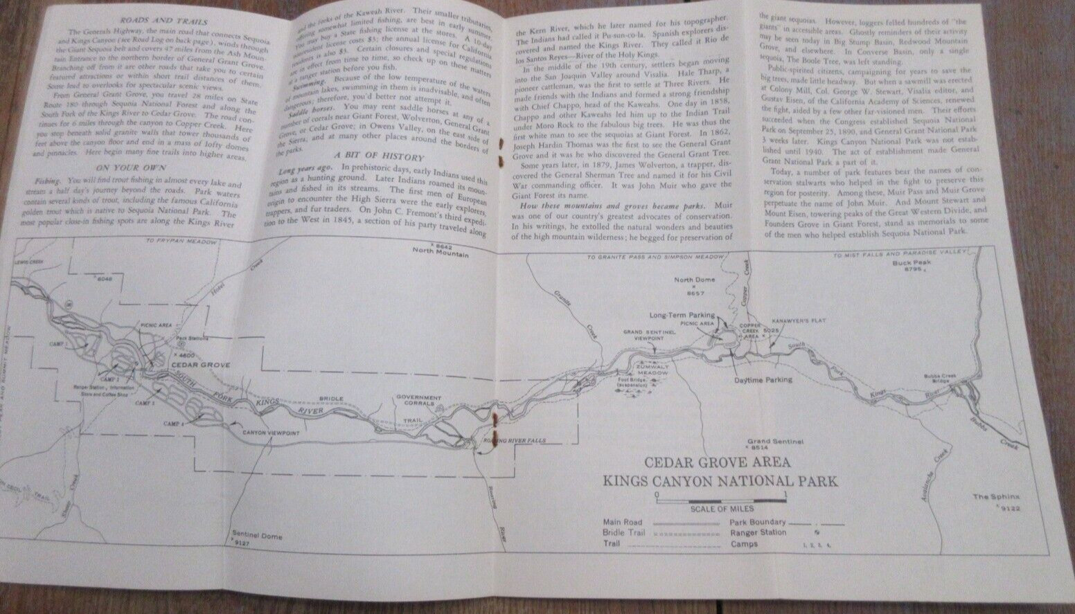 Vintage 1957 SEQUOIA AND KINGS CANYON NATIONAL PARKS CALIFORNIA Map & Guide
