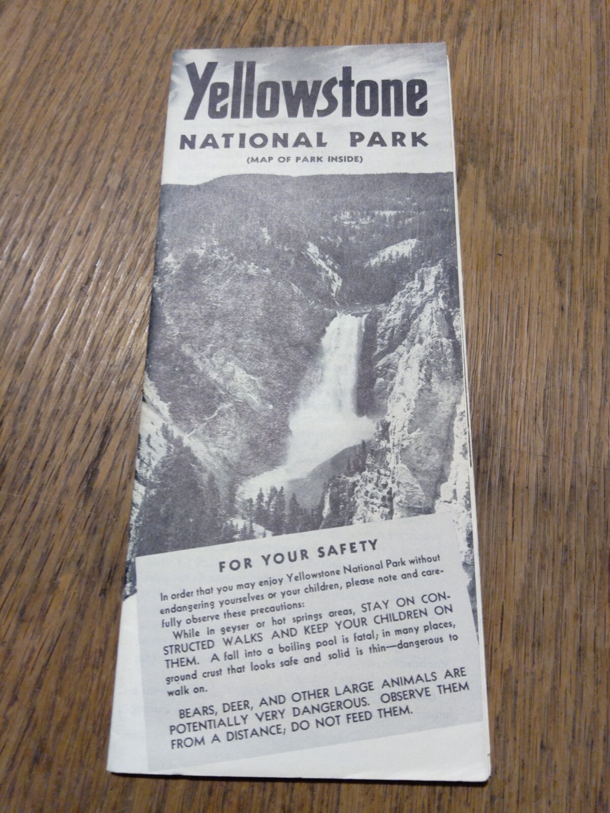 1954 Yellowstone National Park Map Black and White Wyoming Montana Idaho