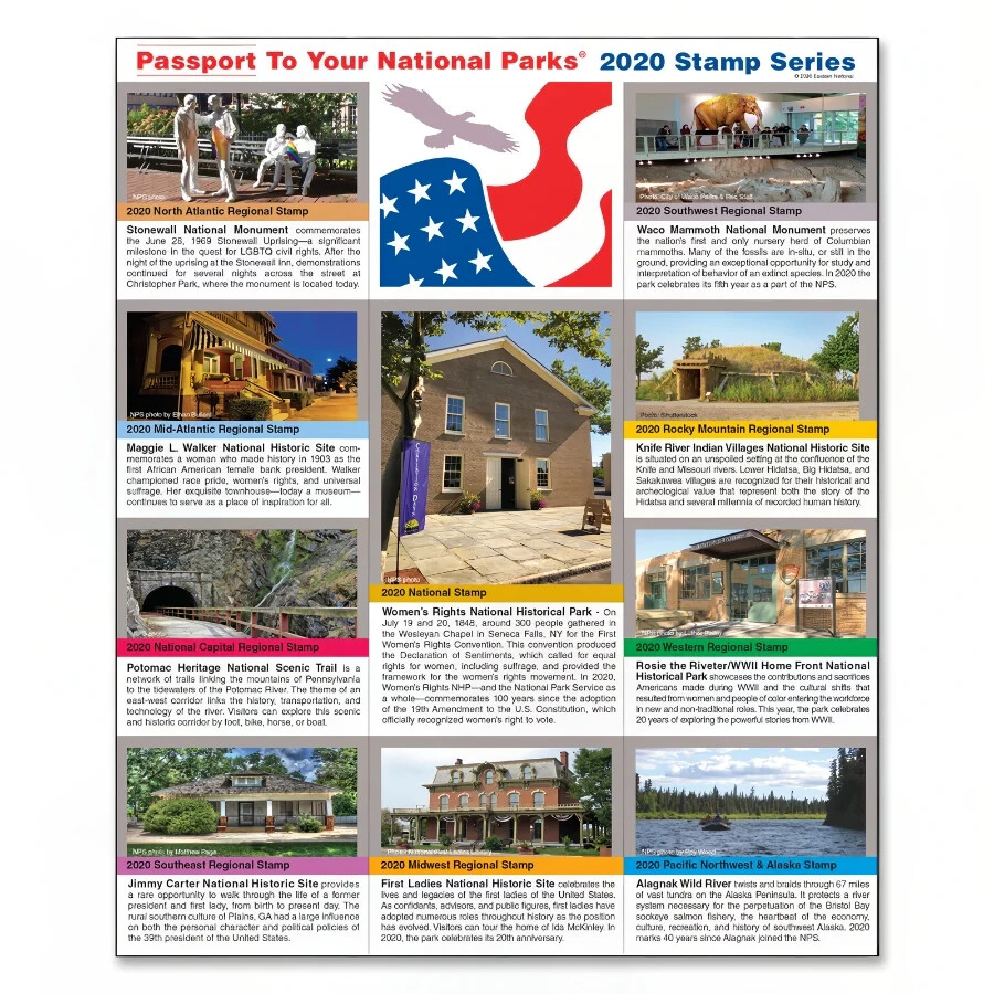 Passport To Your National Parks 2020 Stamp Series Sealed Self Adhesive Set of 10