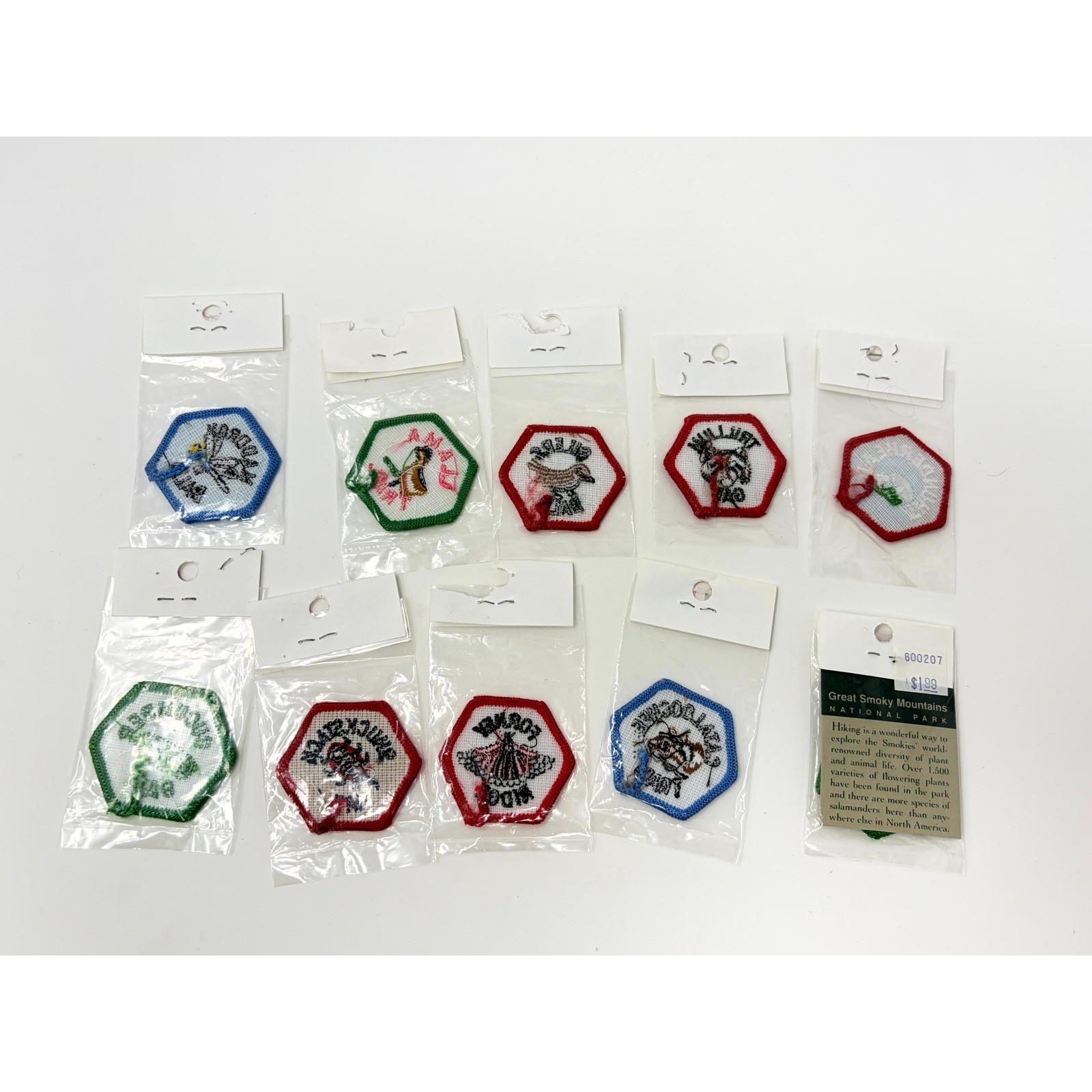 Lot of 10 Vintage Trail Tags Patches Great Smoky Mountains National Park + More