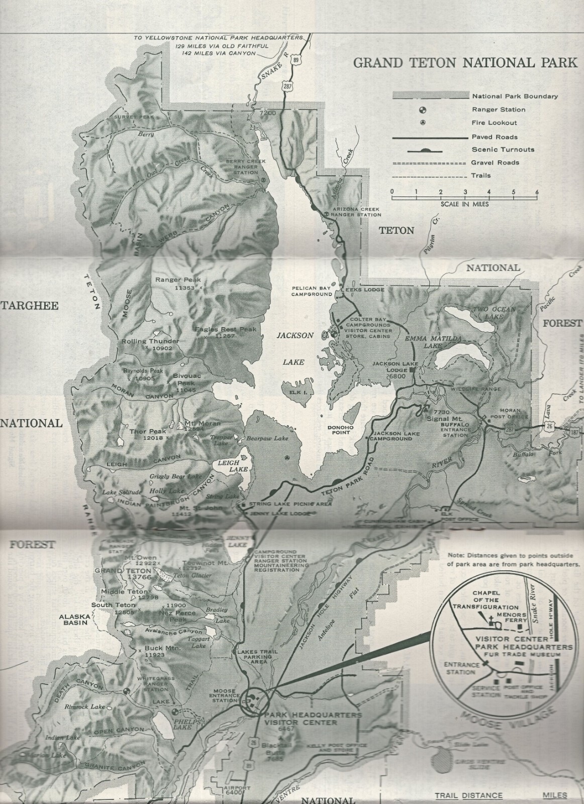 1964 Grand Teton National Park Wyoming Nat’l Park Service Map History Activities
