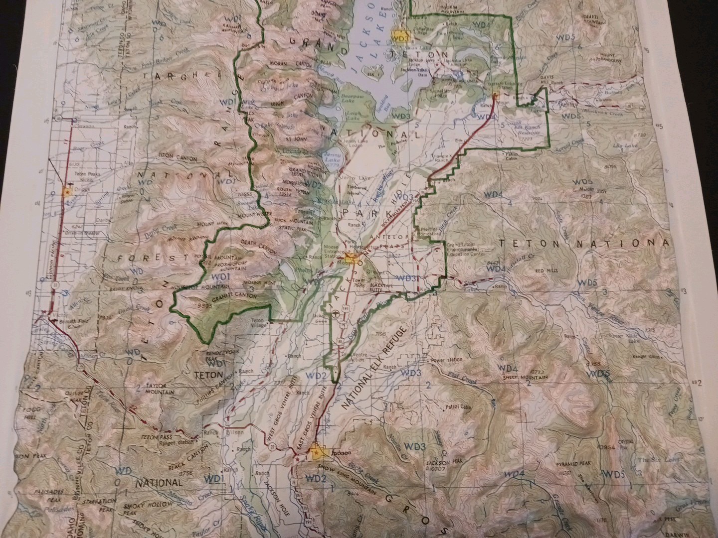 Vintage Grand Teton National Park Area Map 3D Raised Relief 1983
