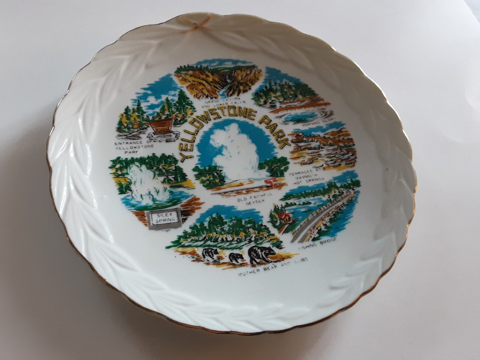 Vintage Painted Yellowstone Park Souvenir Collectors Plate Japan