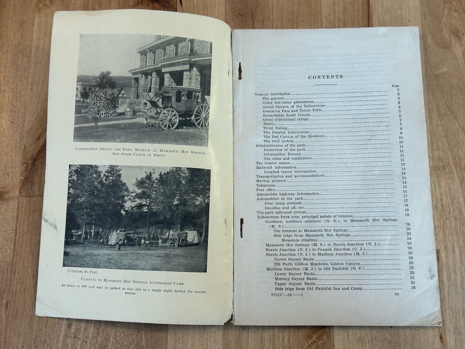 VTG 1926 Yellowstone National Park Wyoming Rules and Regulations Book Gov Print