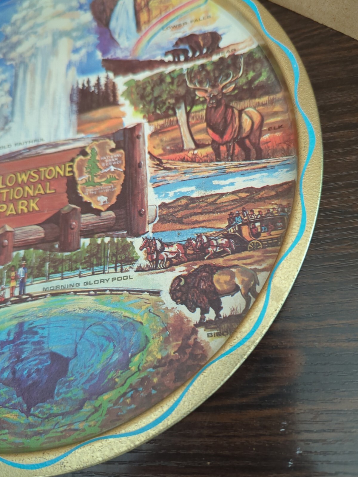 Ken Haag Metal Tray, VTG, Yellowstone National Park, 1960s