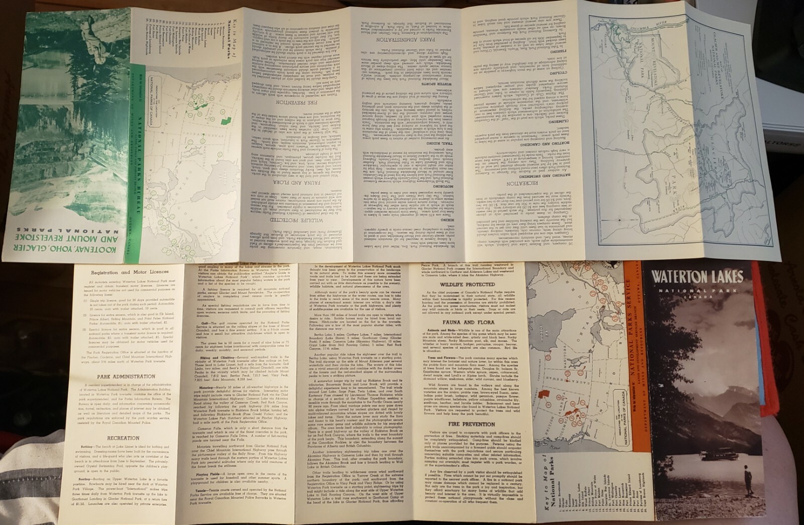 7-GLACIER NAT. PARK MAPS & BROCHURES FROM 1916 TO 2009. SEE DESCRIPTION EX-MINT