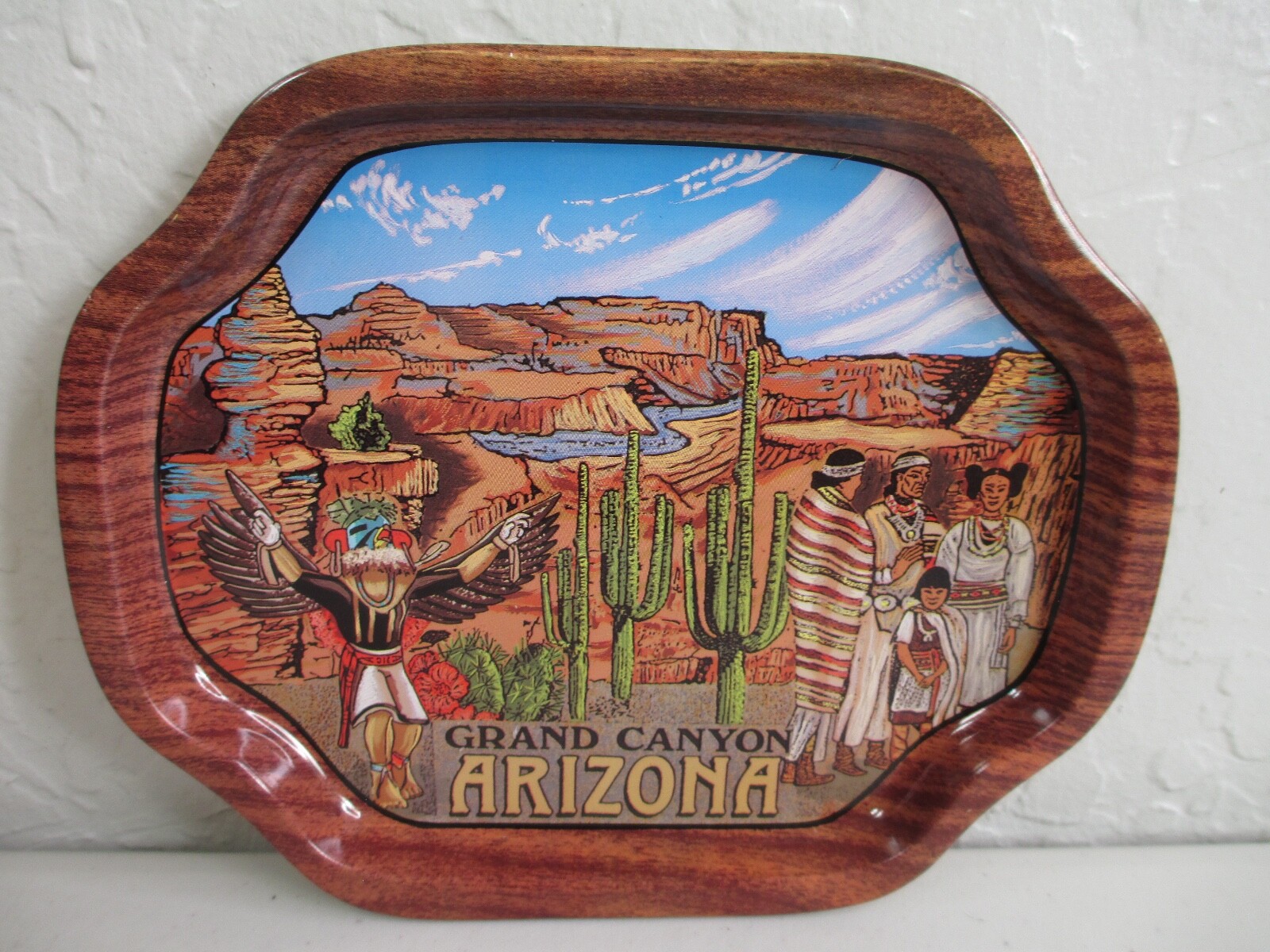 Vintage National Park Metal Tray lot of 2 Grand Canyon AZ Kachina