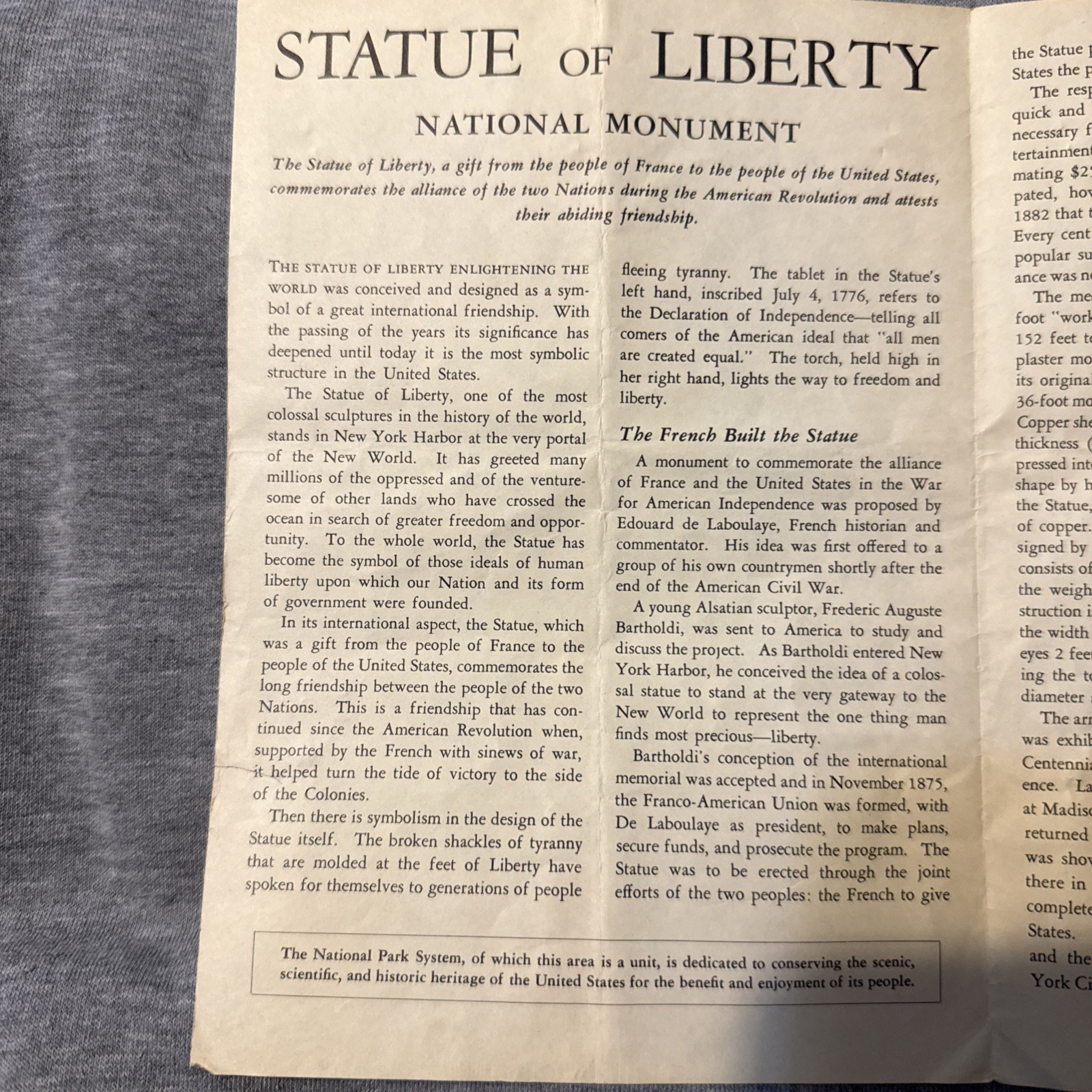 Vintage Statue of Liberty National Monument Brochure Map New York City NYC 1960