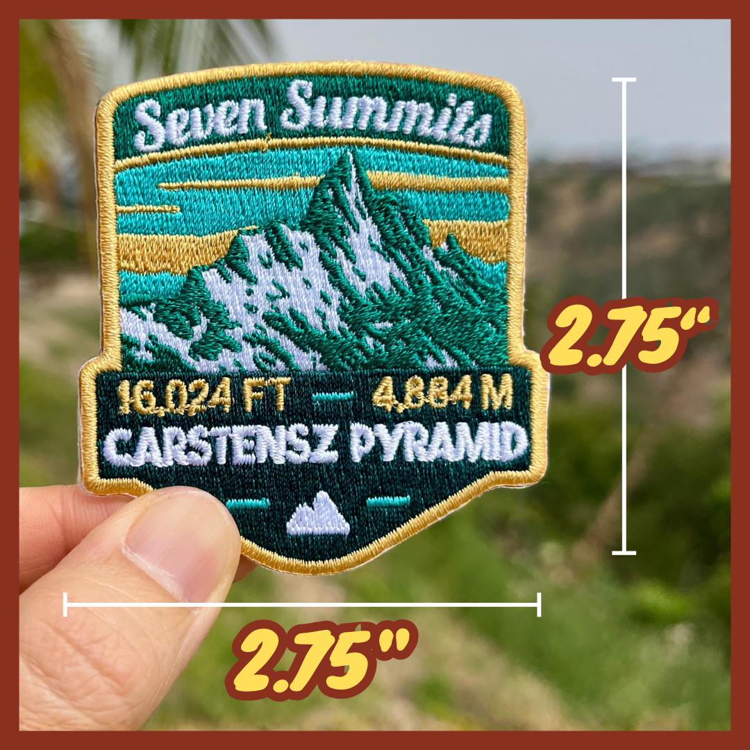 Carstensz Pyramid – Seven Summits Patch: 2.75-Inch Iron-On Embroidered Badge