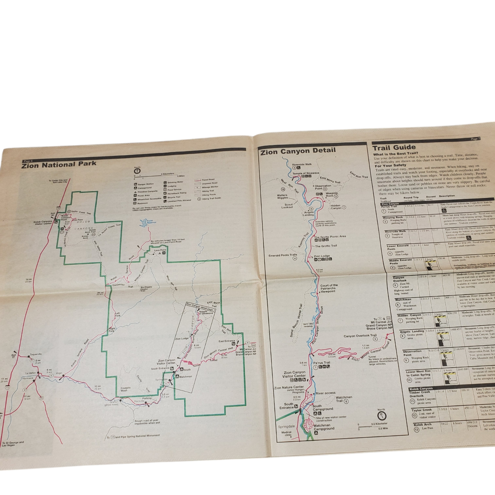 VTG 1999 Zion Map & Guide Newspaper Utah National Park Service Ephemera Brochure