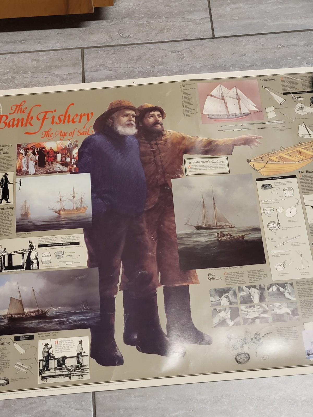 1985 Parks Canada Poster Grand Banks Fishing History Nova Scotia 34″ X 25.5″