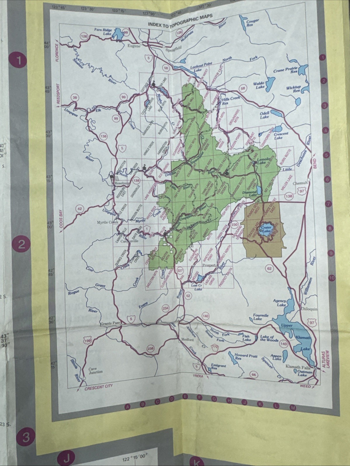 National Forest Map – Umpqua Oregon 1995 Recreation Guide