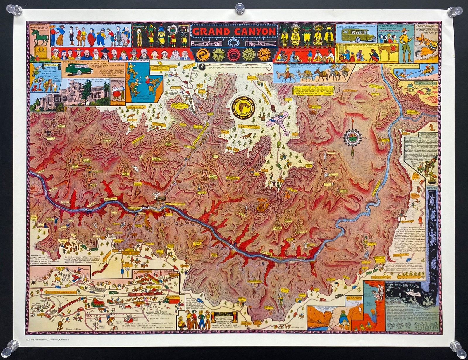 1931 Grand Canyon National Park Pictorial Map Poster Jo Mora 1950s Color Edition