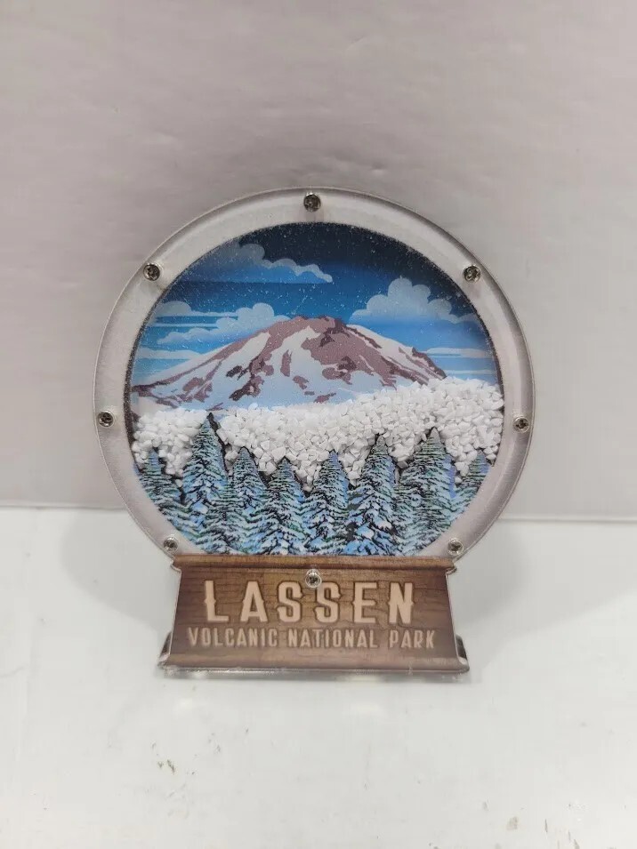 Lassen Volcanic National Park Wooden Decorative Magnet With Snow