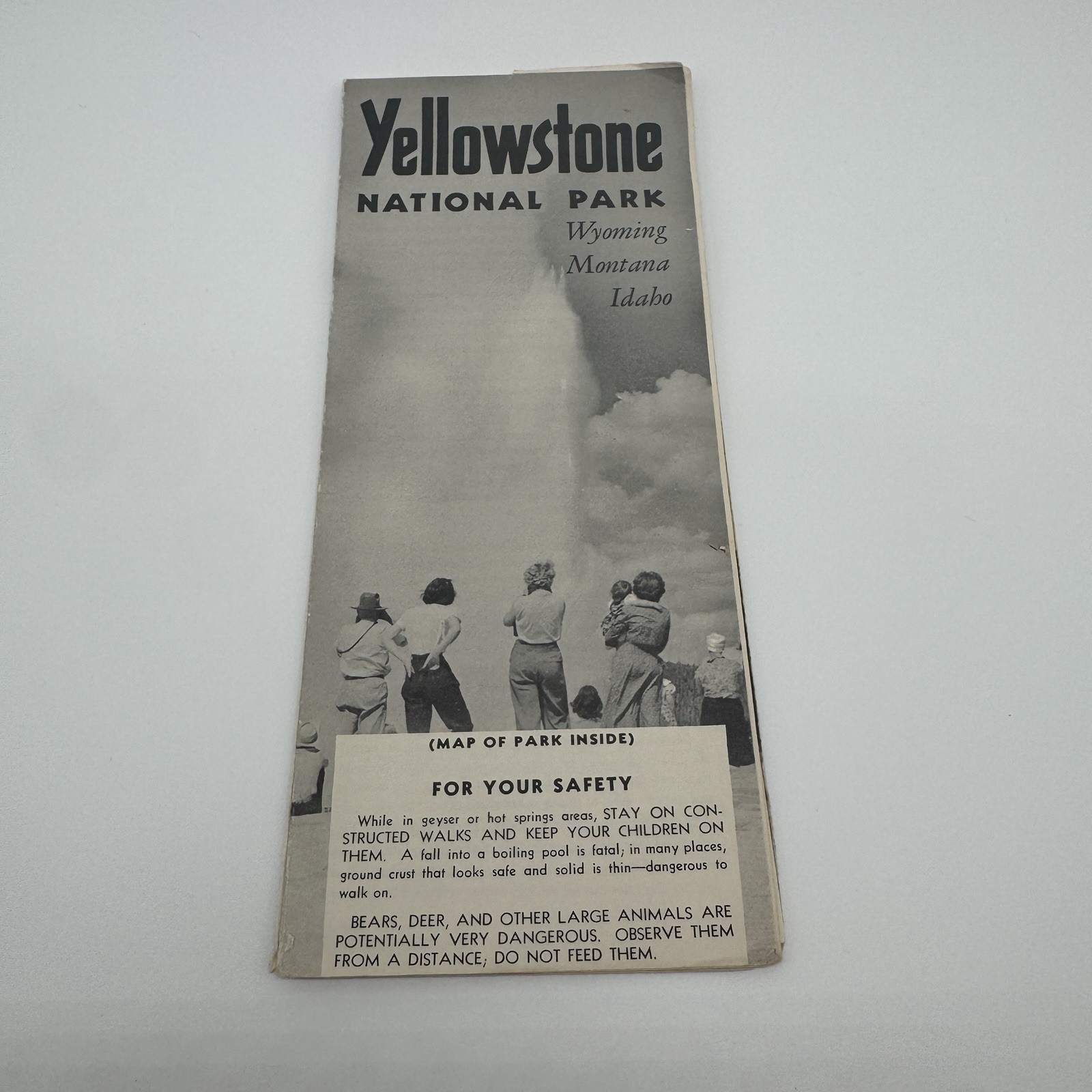 Vintage 1956 Yellowstone National Park Fold Out Brochure Map