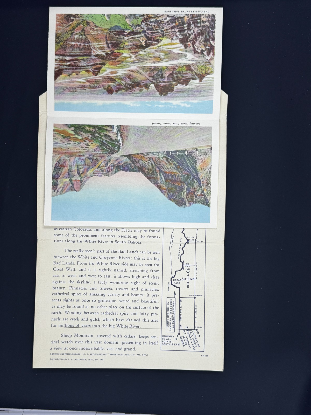 Vintage Souvenir Folder of Bad Lands National Park North Dakota South Dakota