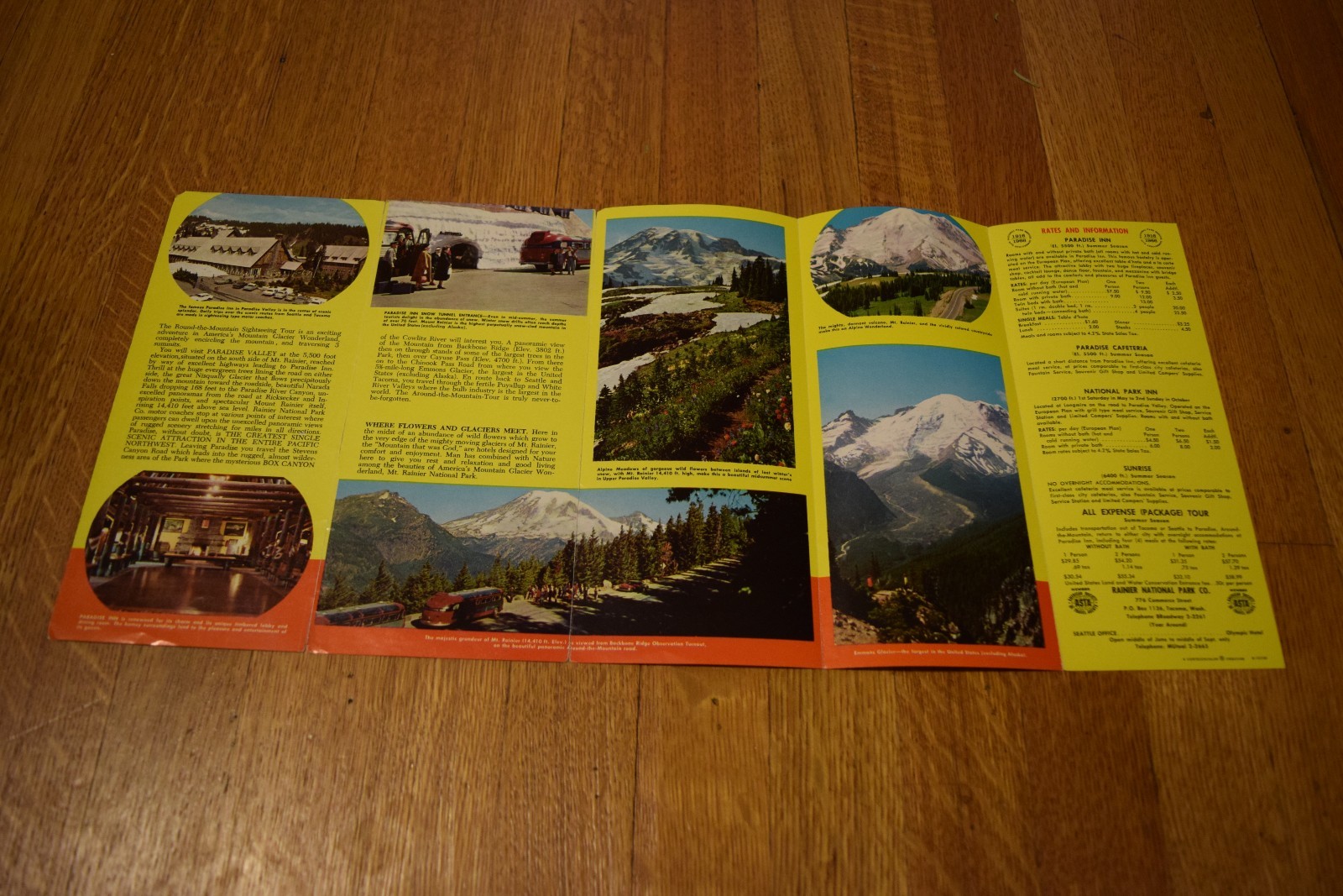 1966 Mount Rainier National Park Travel Sight-Seeing Brochure Mid-Century