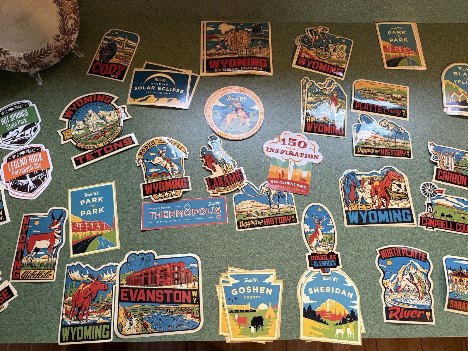 Wyoming State Parks and Yellowstone National. Travel Historical Stickers. 4pack.