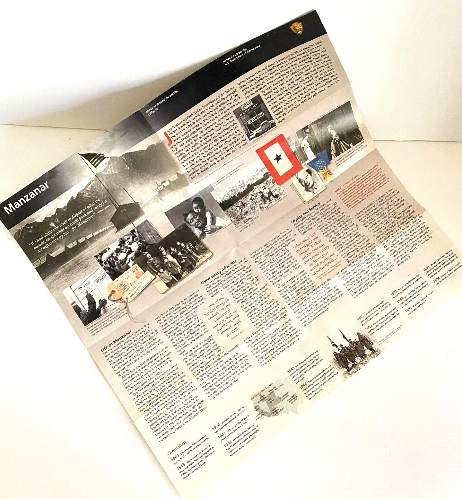 Manzanar National Historic Site Brochure Fold Out Map Vintage 1990s California