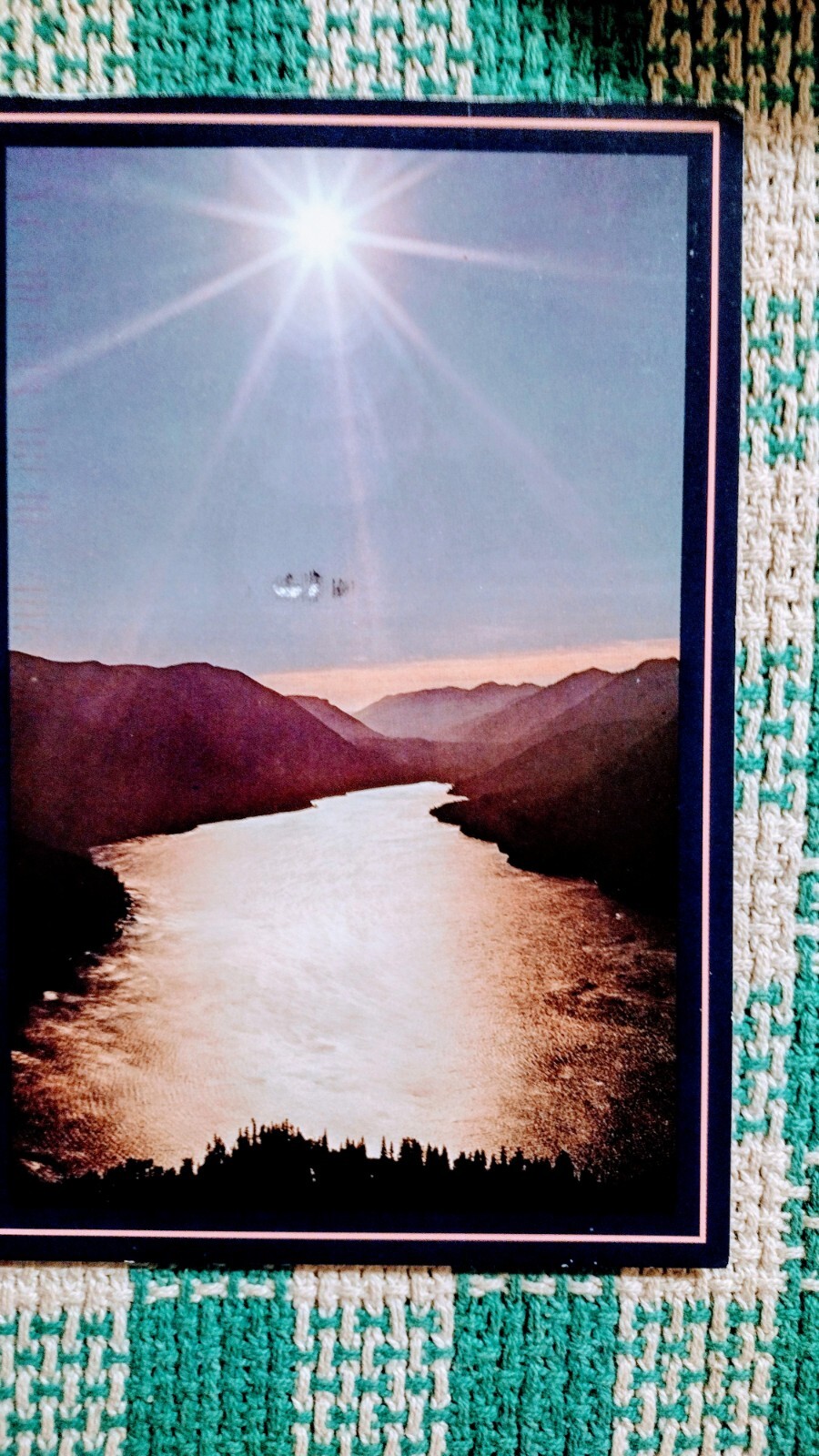 BEAUTIFUL CHROME STYLE POST CARD AERIAL VIEW LAKE CRESCENT WASHINGTON