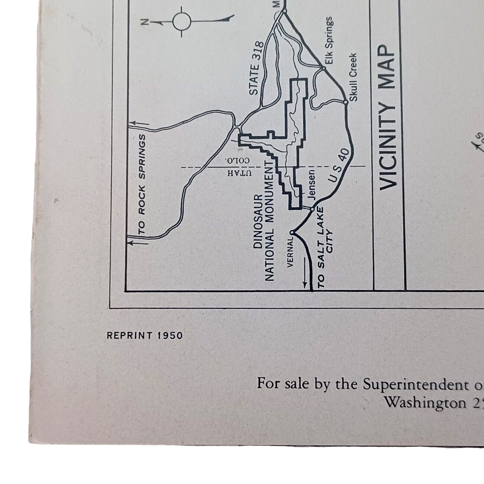 1950 Dinosaur National Monument US Park Service Brochure Map Colorado Utah