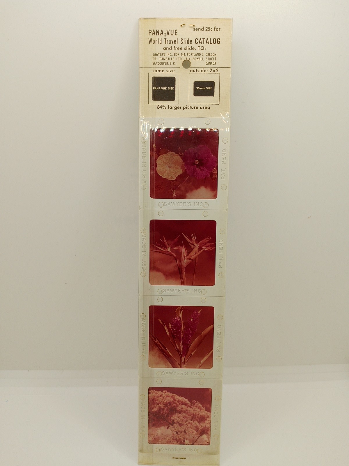 Vintage Pana Vue 4, 2×2 Color Slides Hawaiian Flowers Hibiscus, Bird Of Paradise