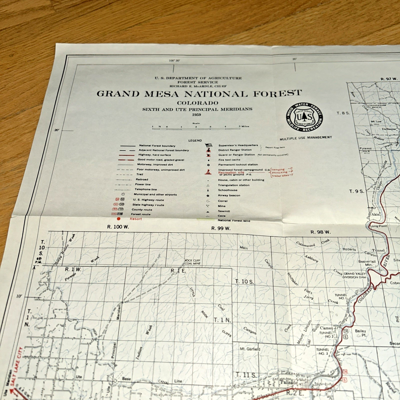 1959 GRAND MESA NATIONAL FOREST, Colorado MAP 22″ x 33″