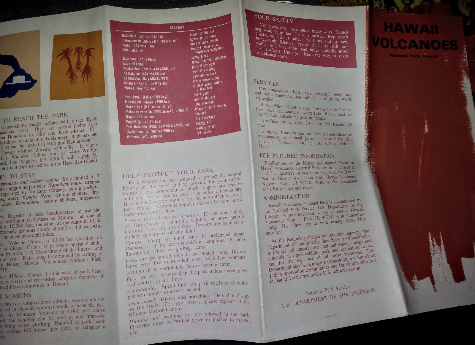 RARE 1974 “HAWAII VOLCANOES NATIONAL PARK, HAWAII” brochure – NPS Hawaii