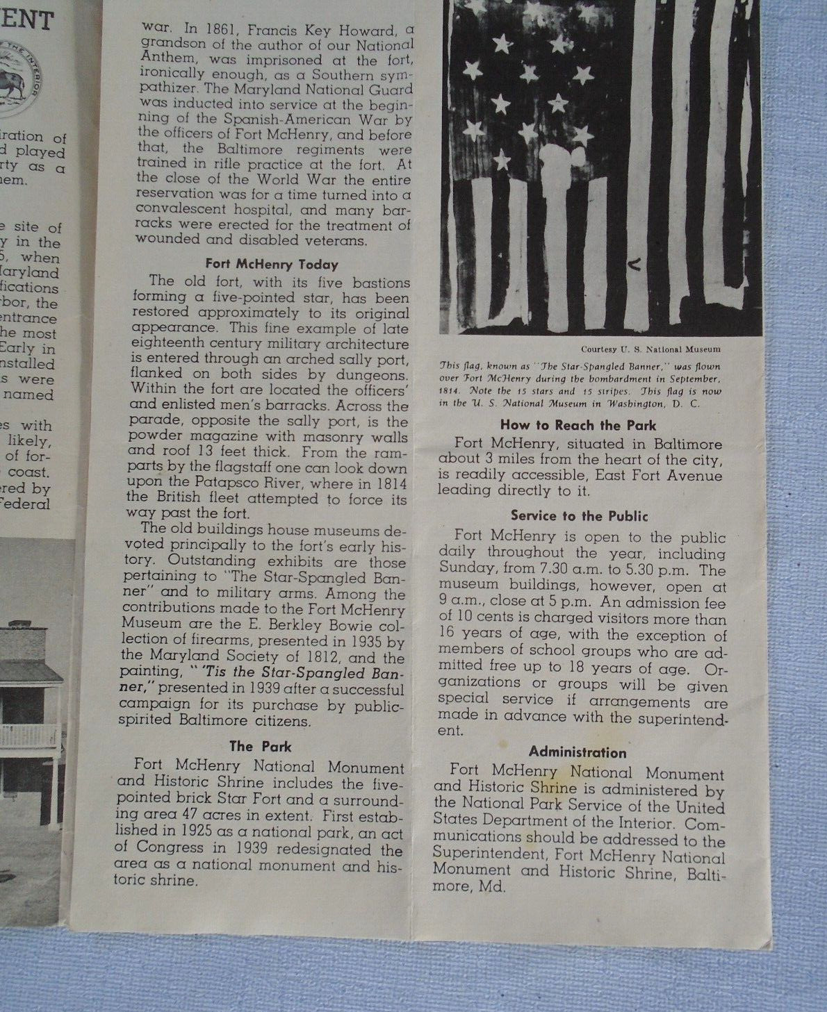 Fort McHenry National Monument 1942 guide