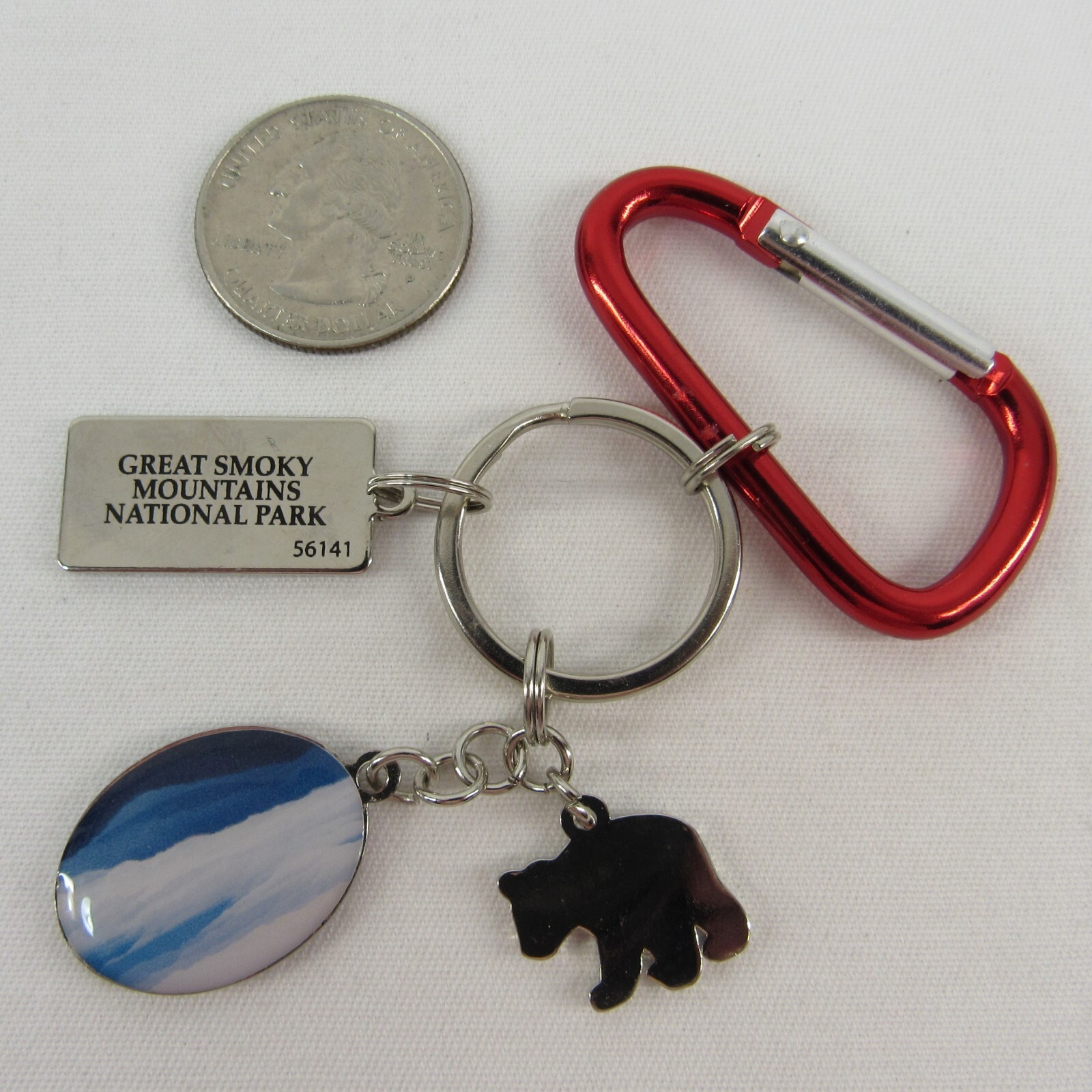 GSMP Souvenir Keychain Great Smoky Mountains National Park Black Bear Charms Red