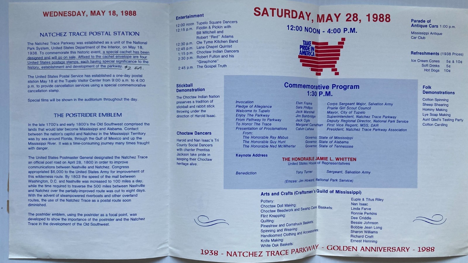 RARE NATCHEZ TRACE PARKWAY NATIONAL PARK 50th Anniv PROGRAM NPS AL MS TN HISTORY