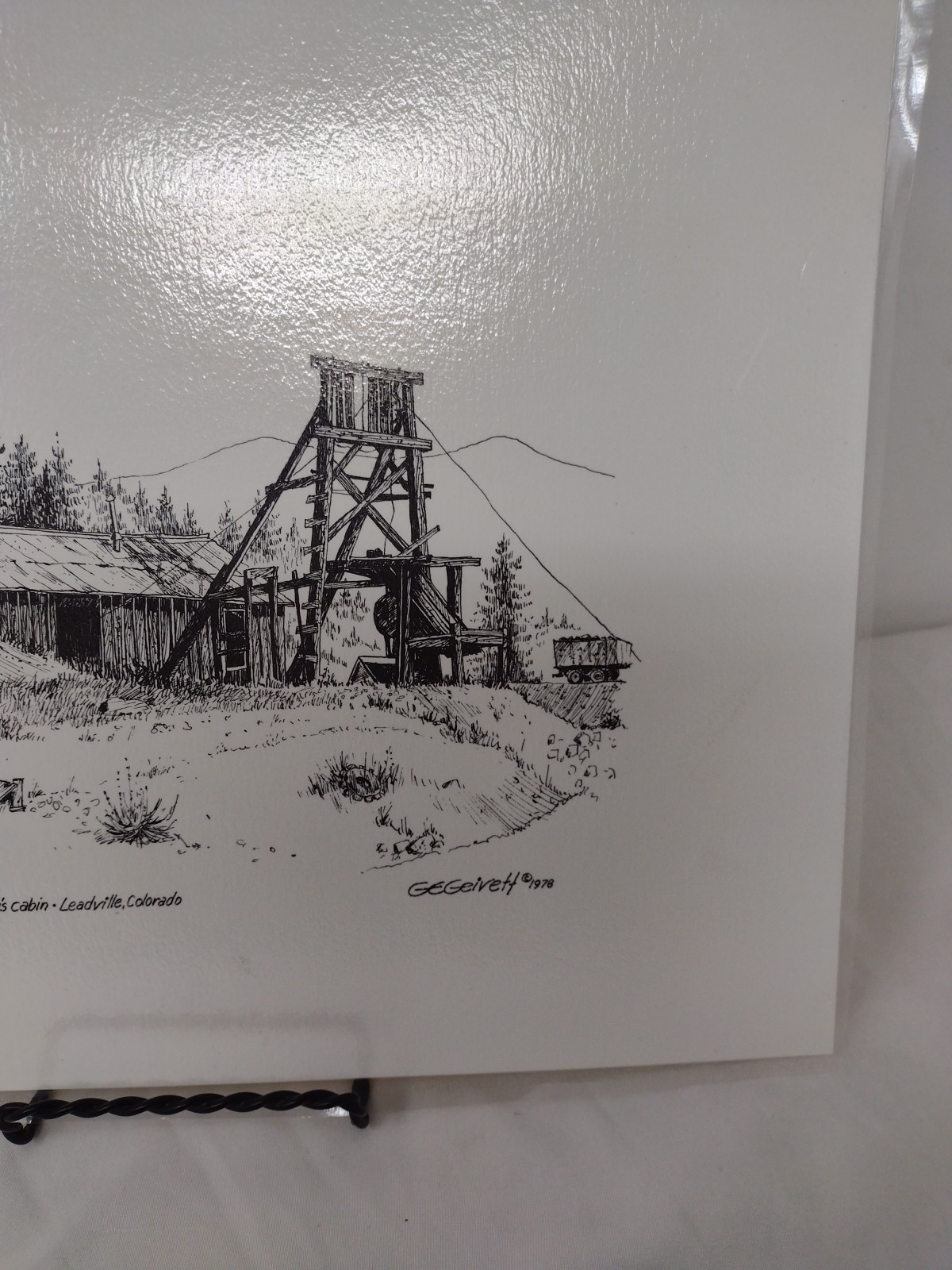 G.E. Geivett Print 1978 “The Matchless Mine and Baby Doe’s Cabin CO” Laminated